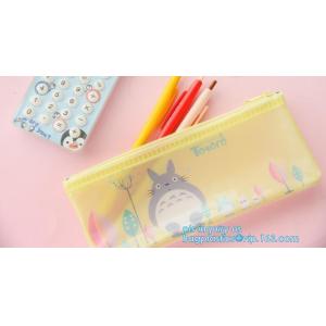 Eco-friendly plastic custom slider zipper PVC stationery bag, k slider zipper