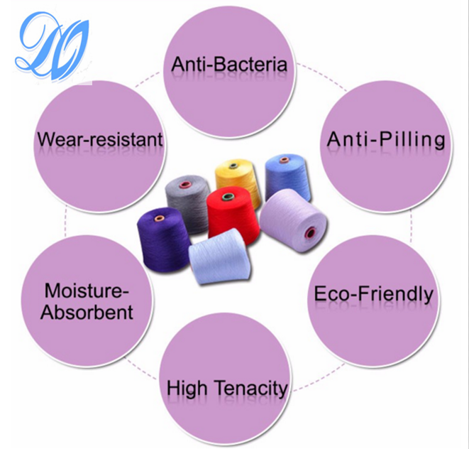 100% Pink Colour Ne 20s Ring Polyester Spun Yarn 21s For Kintting Socks