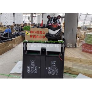 Custom Color Dustbin Shopping Centre Decorations Fiberglass Bear Statue