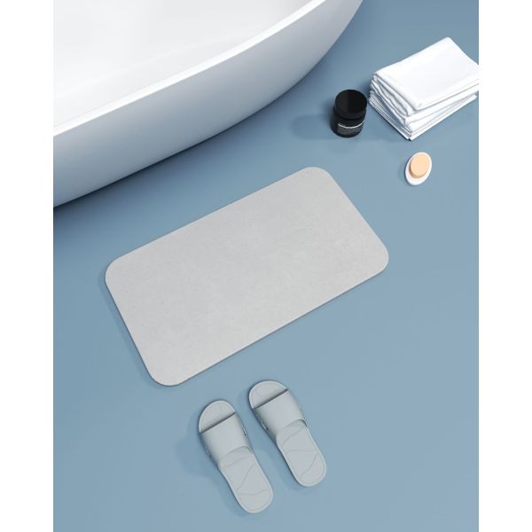 Custom Stone Bath Mat with Water Absorb Function Solid Pattern White/Gray/Pink/Blue
