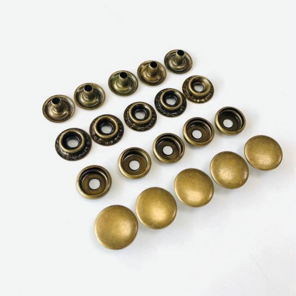 wholesale 201 15mm stainless Steel Iron clothing buttons metal Spring Snap Button fastner for Jacket