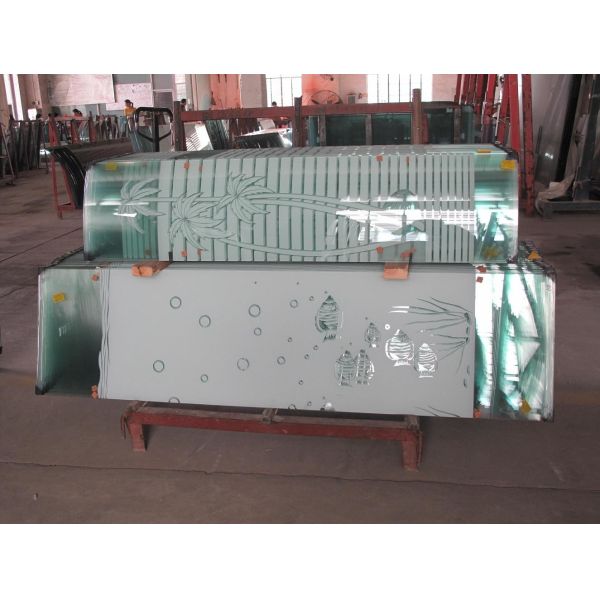 Custom Cut Size Tempered Art Glass Fully Tempered Shower Glass Silk Screen Printing