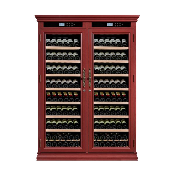 Buy Freestanding Wooden Wine Cooler Cabinet With Dual Glass Doors at wholesale prices