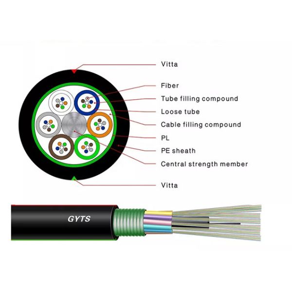 G652D PE Underground Anti Outdoor Optical Fiber Cable GYTS 2-144 Core