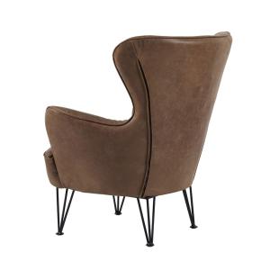 Industrial Unique Top Grian Leather Leisure Chair With Steel Frame
