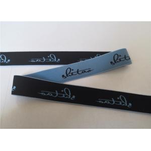 3.5 Cm Jacquard Elastic Webbing / Black On Blue Jacquard Strap Different Sizes