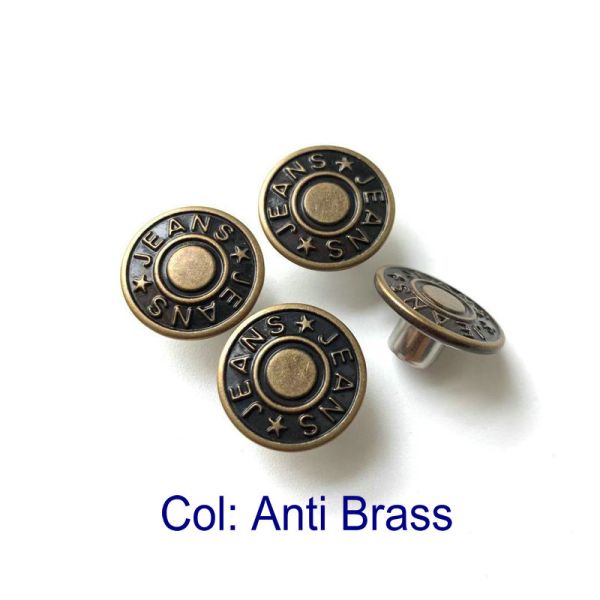 wholesale Custom Logo 17MM 20MM Iron Stainless steel Brass Jeans Button Bottons
