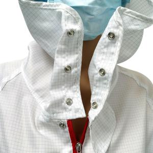 Dust Free Anti Static Cleanroom Jumpsuit With Hood White Washable