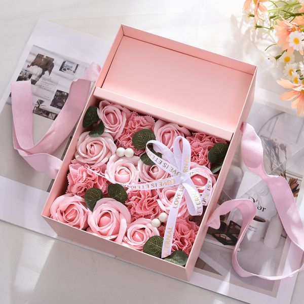 Custom Luxury Rigiding Portable Flower Gift Box With Ribbon Other Gift Craft Recyclable