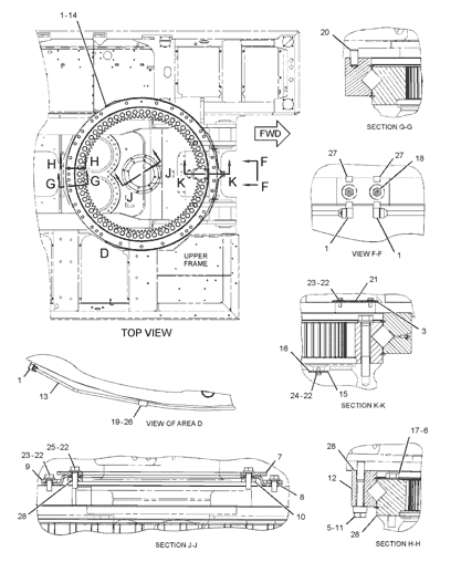 367-8361 3678361 374D Swing Gear Bearing For Excavator Swing Circle