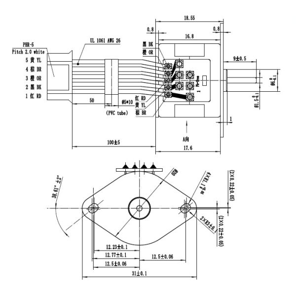 18 Degree 12V PM Stepper Motor For Medical Equipment PUll out torque ≥2.3mNm