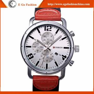 Fashion Business Men's Watch Stainless Steel Leather Band Top Brand CURREN