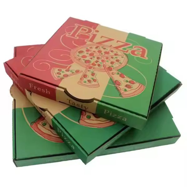 Eco-Friendly Biodegradable Pizza Boxes Gold Foil Printing Handling Custom Fast