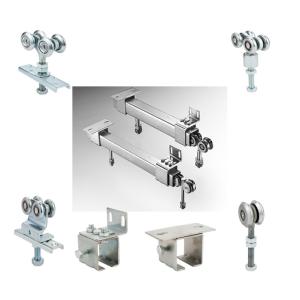 Quality Zinc Plated Wooden Hanging Door Roller Rail 200KG Load With 4 Rollers Or 2 Rollers Metal for sale