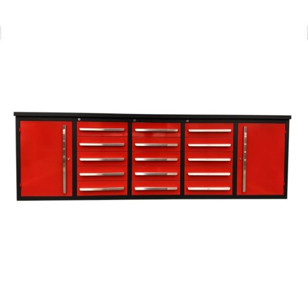 Storage Tool Cabinet with Stainless Steel Handles and Powder Coated Workbench