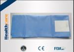Blue SMS Sterile Surgical Drapes Latex Free With Collection Pouch And Hole