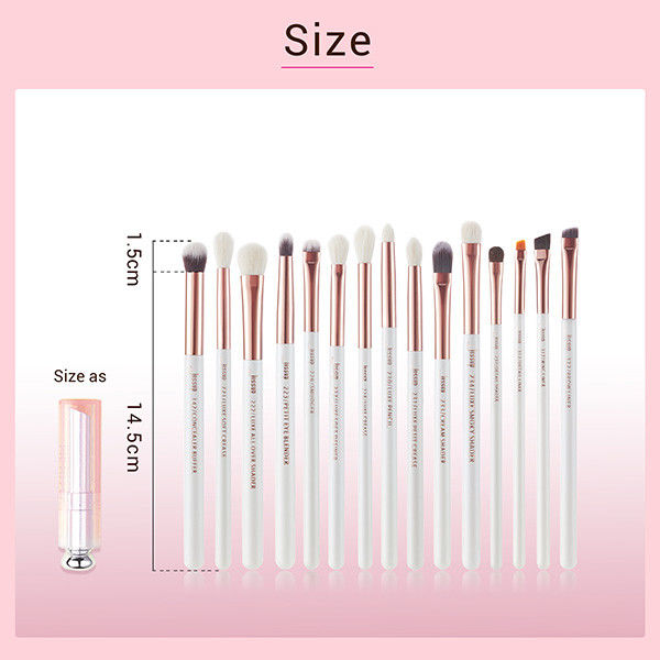 Jessup 15pcs Eye Makeup Brush Set Pearl White/Rose Gold Aluminium Ferrule T217