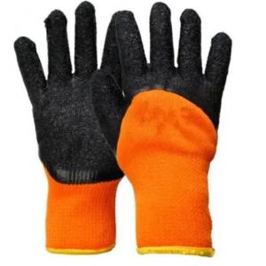 7 Gauge Black Crinkle Latex Coated Gloves Half Coated