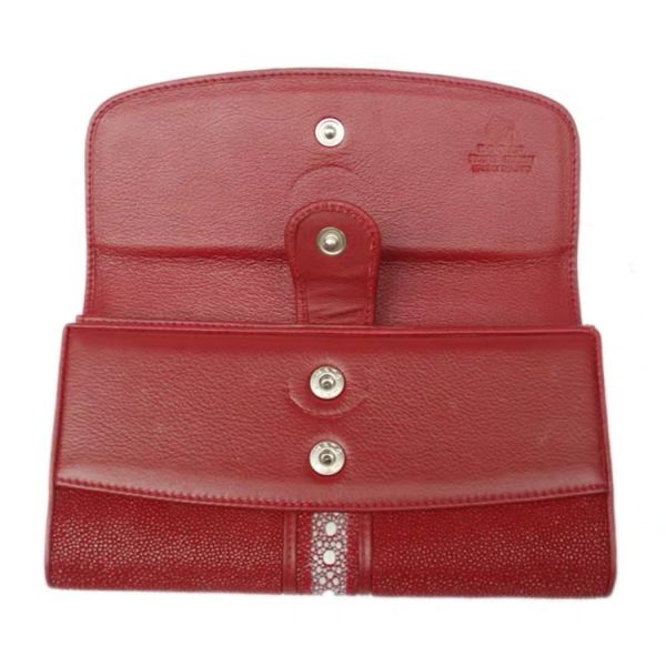 Stingray Skin Unisex Men Long Trifold Wallet Large Male Card Holders Genuine Leather Deep Blue Female Large Clutch Purse