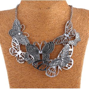 China European and American classic retro delicate openwork diamond butterfly necklace clavicle on sale