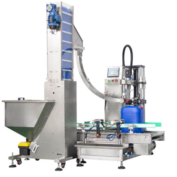 Full Automatic Inline Pick And Place Tin Jerry Can Capping Machine With Cap