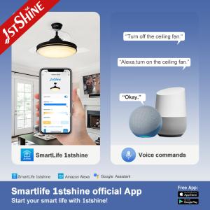 230V Decorative Lighting Retractable LED Ceiling Fan with Dimmer Support 42 Inch