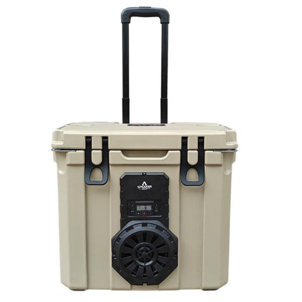 37QT Portable Insulated Cooler With Speaker Waterproof PE Material Rotomolded Wine Food Fishing Cans For Camping Logo