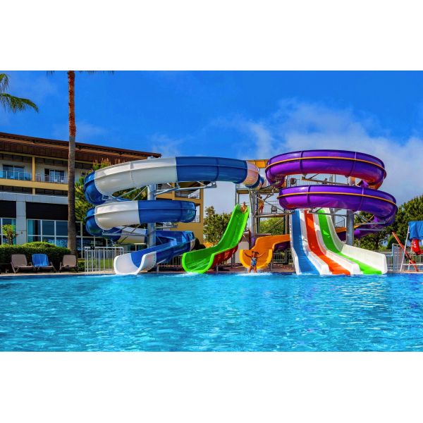 Water Amusement Park Outdoor Swimming Pool Kids Ride Fiberglass Slide Set