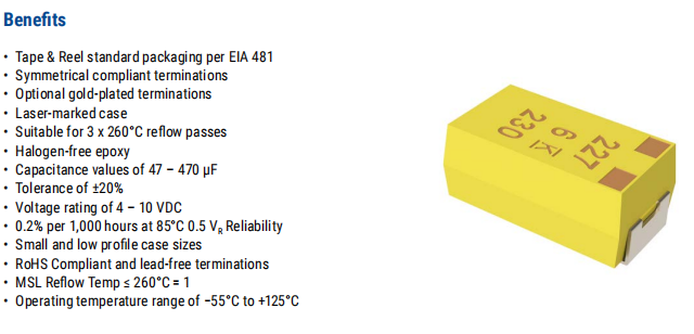 Surface Mount Tantalum Electrolytic Capacitor T490B227M006ATE500