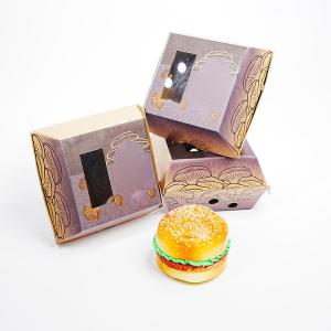 China Wholesale customized printing logo eco-friendly biodegradable food grade oil resistant packaging hamburger box on sale