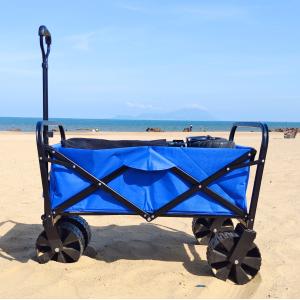 Folding Camping Cart Wide PP Wheels Large Capacity Collapsible Beach Wagon Cart