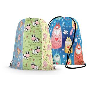 Promotional Printed Sports Drawstring Backpacks Heat Transfer Printing