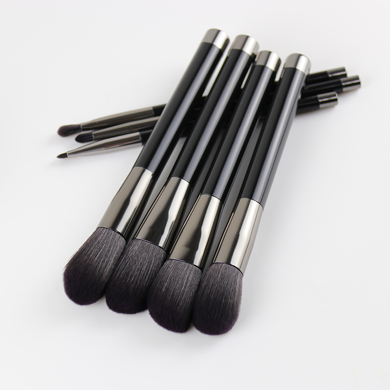 Cruelty Free Classic Cosmetic Makeup Brush Set Black Plastic Handle
