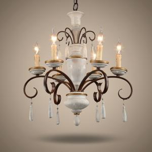 Antique Rustic wood and iron chandelier (WH-CI-29)