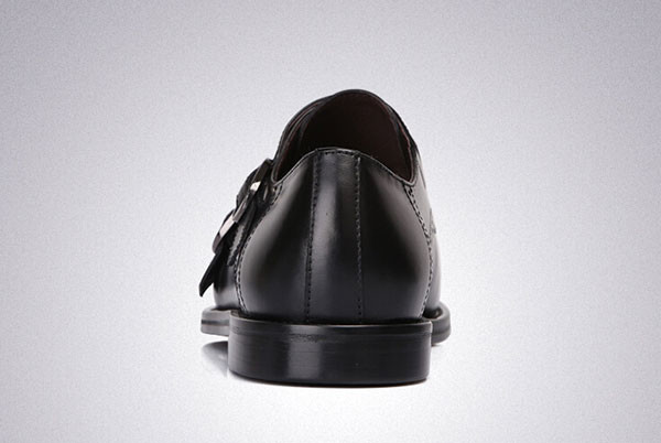 Black Mens Monk Strap Shoes , Goodyear Leather Shoes With Buckle